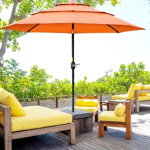 Okak 9 Ft 3 Tiers Patio Umbrella Outdoor,Table Umbrella for Patio,Market Umbrella Outdoor with Crank,UV protection&Waterproof,Base Not Included - 1 of 4