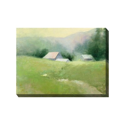 Cottage Garden West of The Wind Field of Green Colorful 40 x 30 Inch Waterproof Gallery Wrapped Canvas, Outdoor Garden, Yard, Patio All Weather