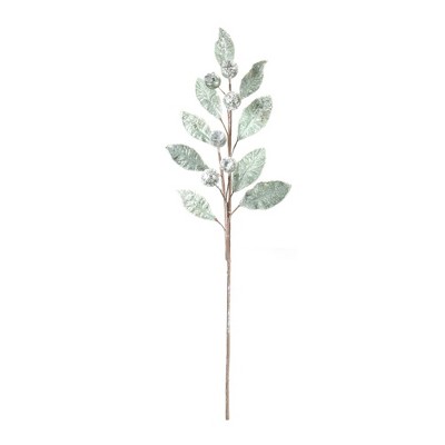 Wintry Sage Green Glittered Pod Leaf Spray Set