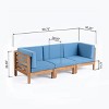 GDFStudio Cascada 90" Outdoor Acacia Wood 3 Seater Sofa with Cushions - 3 of 4