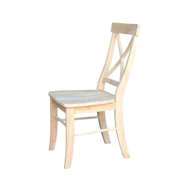 Set of 2 X Back Chairs with Solid Wood Seat Unfinished - International Concepts, 4 of 11