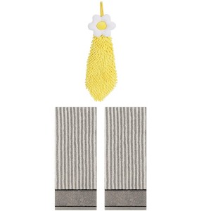 REGALWOVEN 3 Pcs Soft Absorbent Bathroom Hand Towels for Kitchen, Gym - 1 of 4