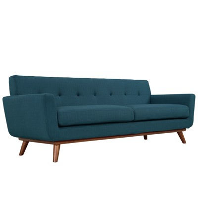 Azure Tufted Fabric Sofa with Removable Cushions