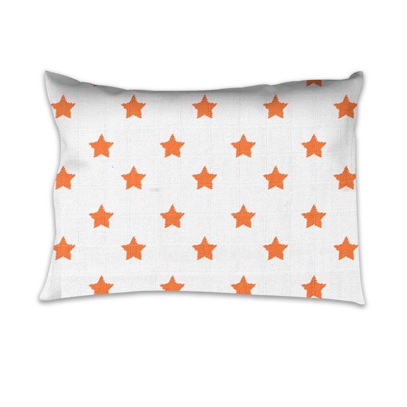 Bacati - Stars Orange Muslin 3 pc Toddler Bed Sheet Set 100 percent cotton, 5 of 7