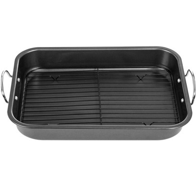 15-Inch Non-Stick Carbon Steel Roasting Pan with Rack and Handles