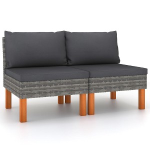 vidaXL Middle Sofa Poly Rattan and Solid Eucalyptus Wood - 1 of 4