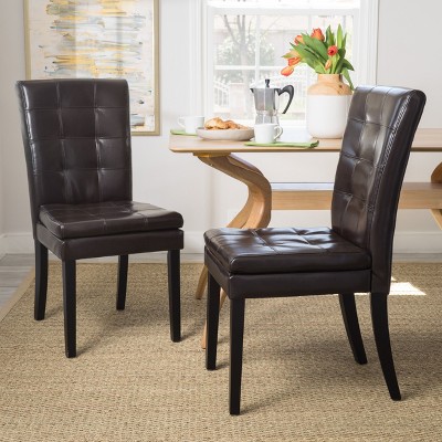 Set of 2 Dining Chairs Upholstered Badin KD and Wooden Legs-Christopher Knight Home