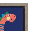 Kate and Laurel Sylvie Mid Century Modern Dino Blue Framed Canvas by Rachel Lee of My Dream Wall, 18x24, Gray - 3 of 4