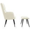 vidaXL Relaxing Chair with a Stool Cream White Velvet - 4 of 4