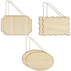 Bright Creations 6 Pack Unfinished Hanging Wood Signs 3 Shapes Wooden Boards for Wedding Decorations, Garden Signs and Message Boards - 1 of 4