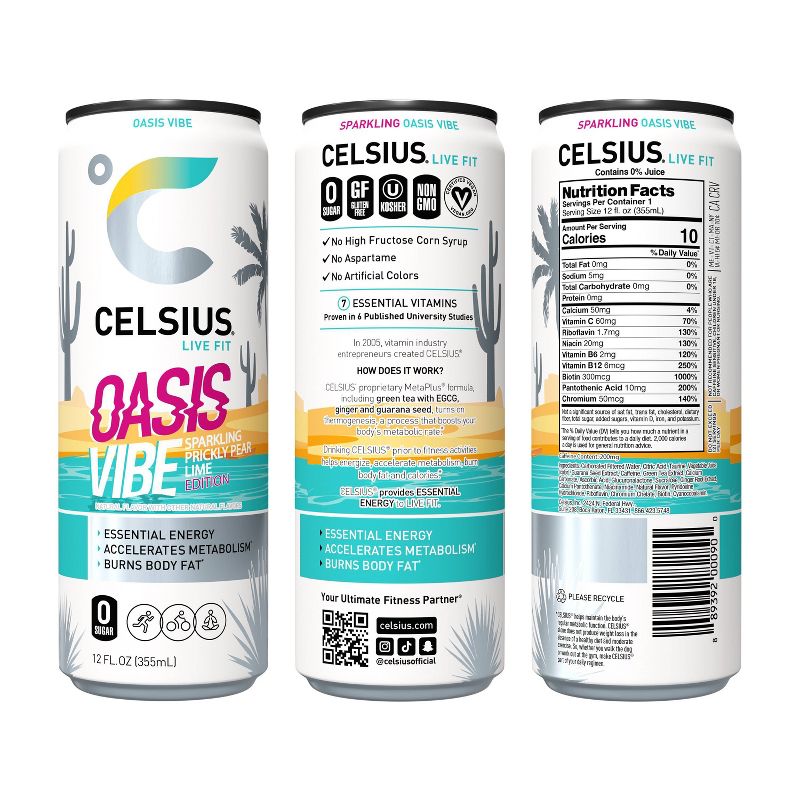 Celsius Sparkling Oasis Vibe Energy Drink - 12 fl oz Can, 5 of 6