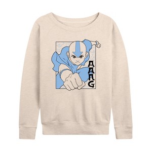 Women's - Avatar: The Last Airbender - Aang Punch Lightweight French Terry Wide Neck Long Sleeve Shirt - 1 of 4
