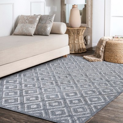 Dark Gray Geometric Reversible Indoor/Outdoor Area Rug