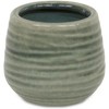 Cheung's Fairloam Round Curved Wave Lined Pattern Ceramic Pot- Small - Green - 2 of 3