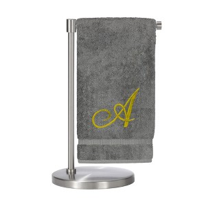 BC BARE COTTON Monogrammed Bath Towel, Personalized Gift, 27 x 54 inches - Set of 1 - Gray - Gold Script - 1 of 4