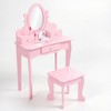 GustoWave Pink Kids Vanity Set – Girls’ Wooden Makeup Table with Adjustable Mirror & Stool, Dress-Up Playset for Ages 4–9 - 2 of 4