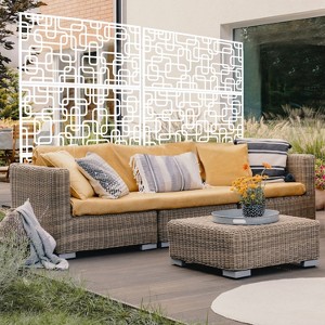 CAVINAS Patio Decorative Screen Metal Fence Privacy Screen with Hollow Rectangular Pattern for Outside and Garden, 76" H×48" W - 1 of 4