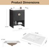 NicBex Bathroom Vanity with White Ceramic Basin,Modern Bathroom Sink Vanity with 2 Cabinet Doors,30"/24"Bathroom Sink Cabinet for Bathroom,White/Black - 3 of 4