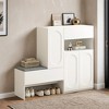 Elegant 2-in-1 Shoe Cabinets with Soft Cushion, Modern Storage Bench with Arched Doors & Rebound Devices - Leovsnove - 2 of 4