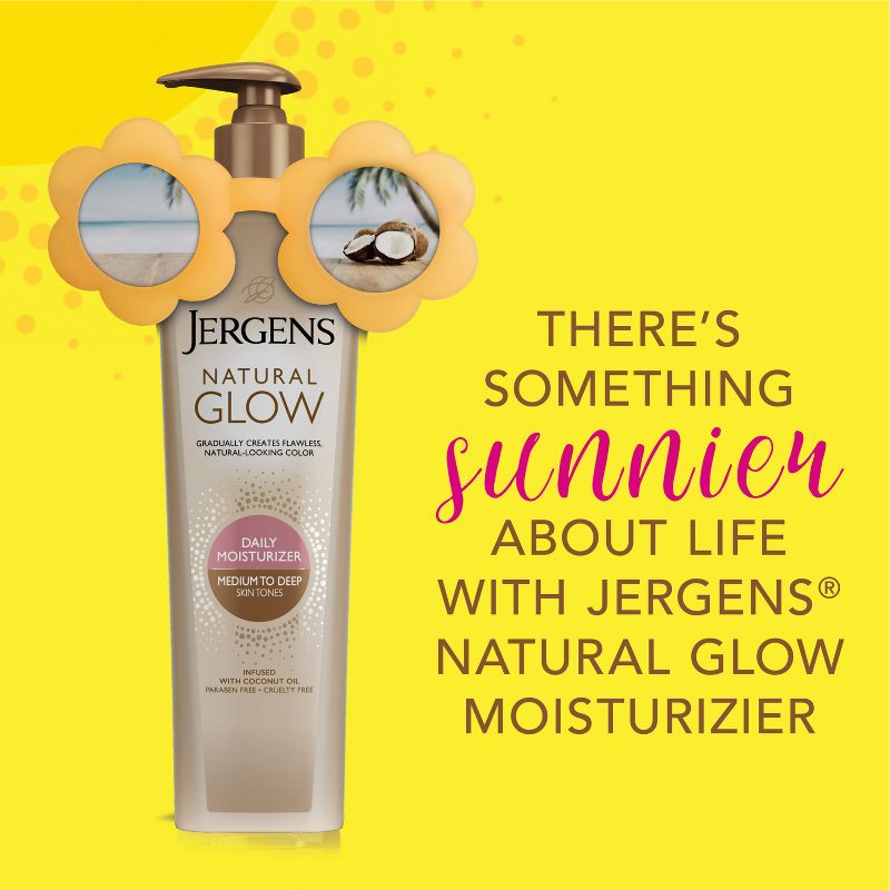 Jergens Natural Glow Daily Moisturizer Medium To Deep, Self Tanner Body Lotion, with Vitamin E - 10 fl oz, 5 of 10