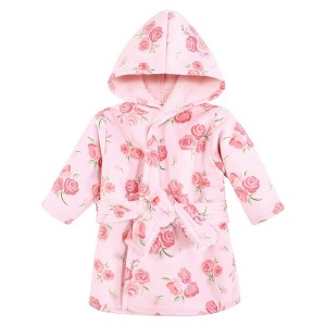 Hudson Baby Infant Girl Mink with Faux Fur Lining Pool and Beach Robe Cover-ups, Blush Rose - 1 of 2
