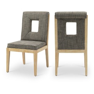 Meridian Furniture,Gwendolyn Linen Textured Fabric Dining Side Chair, Set of 2 - 1 of 4