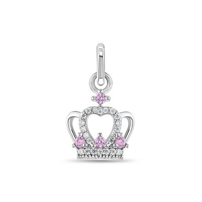 Girls' 5 Point Cz Crown Sterling Silver Necklace - Pink - In Season Jewelry  : Target