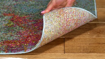 Ivory and Blue Hand-Knotted Viscose Runner Rug