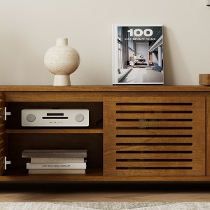 63-Inch Mid-Century Modern Extendable TV Stand with Adjustable Panels, Media Console Storage Cabinet for Living Room Entertainment - 1 of 4
