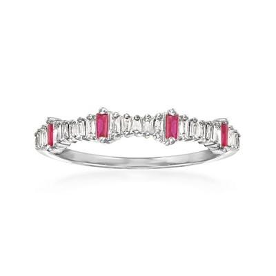 Ross-Simons 0.14 ct. t.w. Diamond and .10 ct. t.w. Ruby Ring in 14kt White Gold