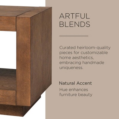 Artemis Refined Brown Wooden Cube Side Table with Shelf