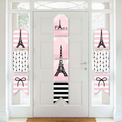 Big Dot of Happiness Paris, Ooh La La - Hanging Vertical Paper Door Banners - Paris Themed Baby Shower or Birthday Party Wall Kit - Indoor Door Decor