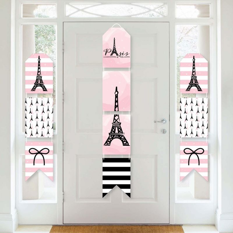 Big Dot of Happiness Paris, Ooh La La - Hanging Vertical Paper Door Banners - Paris Themed Baby Shower or Birthday Party Wall Kit - Indoor Door Decor, 1 of 8