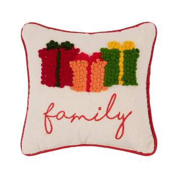 C&F Home 8" x 8" Family Presents French Knot Petite  Size Accent Throw  Pillow