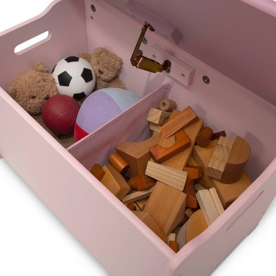Blush Two-Tone Wooden Toy Box with Divider