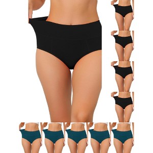 INSPIRE CHIC Women's High Waist Available in Plus Size Tummy Control Briefs 10 Packs - 1 of 4
