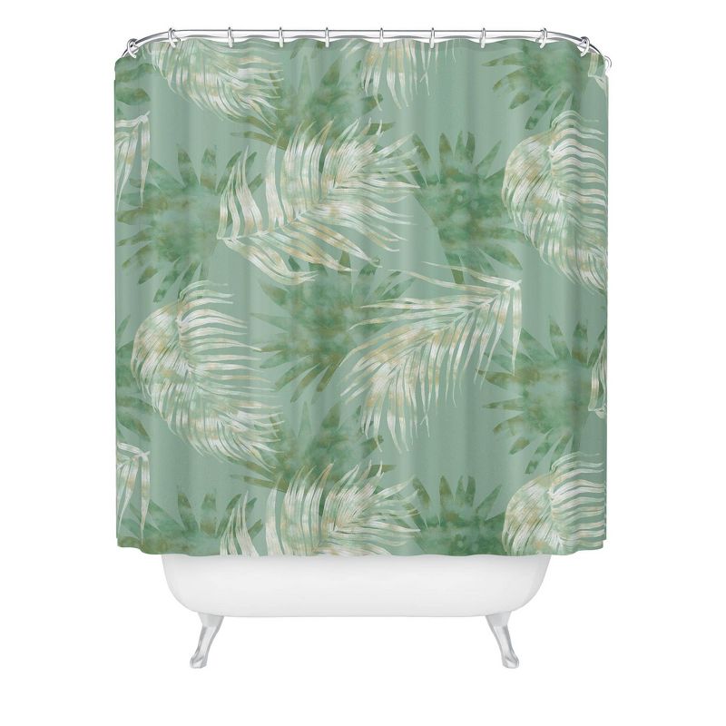 Palms Overlay Green Shower Curtain - Deny Designs, 1 of 4