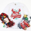 Simply Sage Market Women's Merry Christmas Antlers Long Sleeve Garment Dyed Tee - 3 of 4