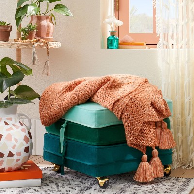 Marin Stackable Pouf with Casters: Velvet Upholstered, No Assembly - Opalhouse™ designed with Jungalow™
