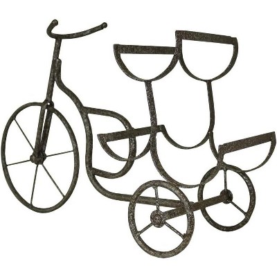 Vintage Black Metal Bicycle Wine Rack for 3 Bottles