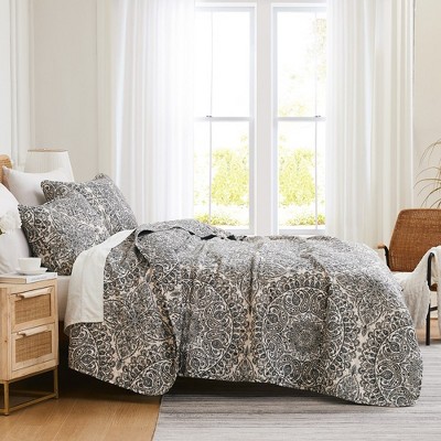 Ashanti Grey King Microfiber Quilt Set