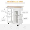 VYNXARIA 28" Rolling Kitchen Island with Storage, Kitchen Cart with Solid Bamboo Top, Wire Basket,Door Cabinet and Drawers, White - 4 of 4