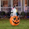 Gemmy Airblown Inflatable Unicorn w/Colorchanging Horn out of Pumpkin Scene (RGB), 5 ft Tall, Multicolored - 2 of 4