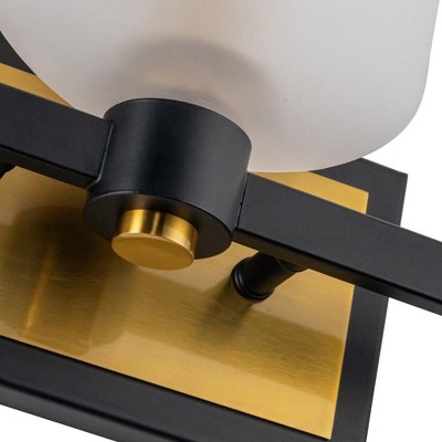 Lyndon Black and Brushed Brass 3-Light Vanity with Clear Glass Shades