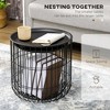 Nesting Coffee Tables, Round Coffee Table Set of 2 with Steel Wired Basket Body and Removable Top,End Tables Blanket Storage for Living Room, Black - 4 of 4