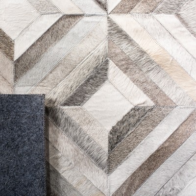 Handmade Gray Geometric Cowhide Area Rug 4' x 6'