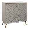 Three Drawer Accent Cabinet Slate Blue - StyleCraft: Geometric Brass Inlay, Modern Storage - 2 of 4