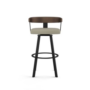 Amisco Lars Upholstered Barstool Greige/Black: Faux Leather, Steel Frame, 30" Fixed Height - 1 of 4