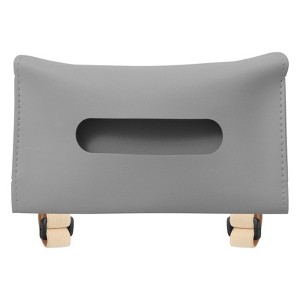 Unique Bargains Car Sun Visor Seat PU Leather Adjustable Elastic Strap Tissue Box Cover - 1 of 4