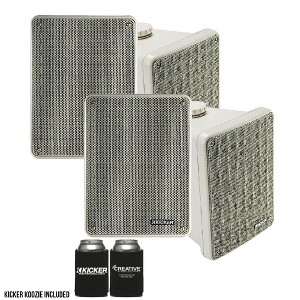 Kicker KB6 Indoor Outdoor Patio Speaker Bundle in Gray- 4 Speakers total - 1 of 4